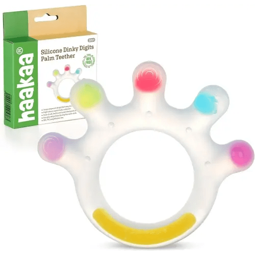 Haakaa Dinky Digits Palm Teether, Baby Teething Toys, Food Grade Silicone Teethers for Babies 0-6 Months/6-12 Months, BPA Free Teething Relief Baby Chew Toys