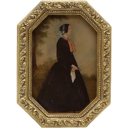 4x6 Vintage Picture Frame, Antique Ornate Gold Octagon Photo Frame, for Tabletop and Wall Display, Decorative Retro Home Decor, Old Fashioned Photo Gallery Art