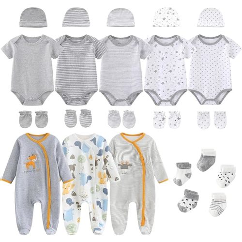 New Born Clothes Cotton Layette Gift Set Unisex Baby Outfit and Accessories Newborn Essentials Must Haves