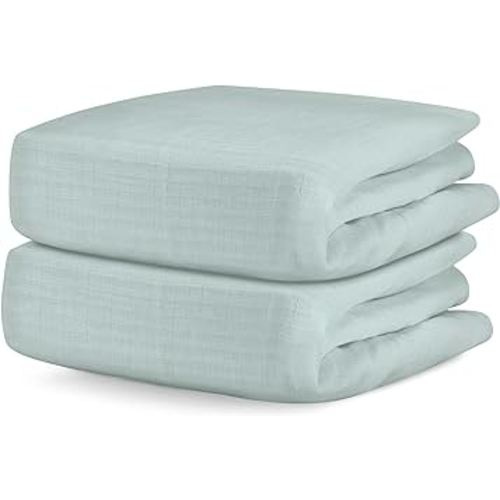 Newton Baby Organic Fitted Crib Sheets (2-Pack) - 100% Breathable and Ultra-Soft, 100% Organic Muslin Cotton, Sage, Fits All Standard Cribs
