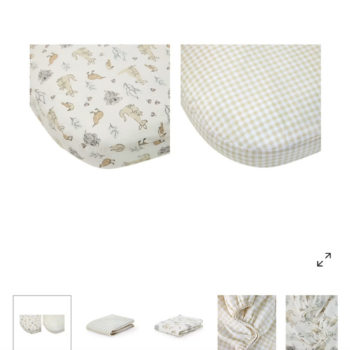 2 Pack 225 Thread Count Organic Cotton Fitted Bassinet Sheets - Australiana and Gingham Print