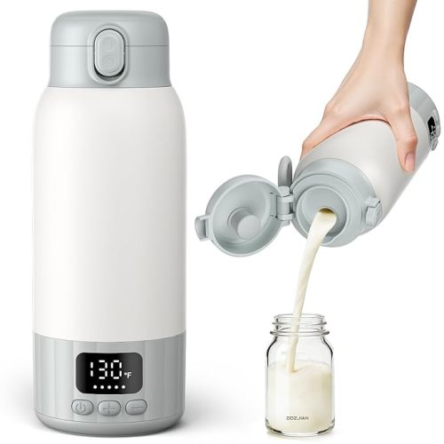 Portable Bottle Warmer for Baby, Fast Heating Milk Warmer On The Go, 17 OZ Water Warmer for Breast Milk, Formula, Water, Temp Control 98°F -131°F, Baby Essentials for Outdoor Airplane Car Travel