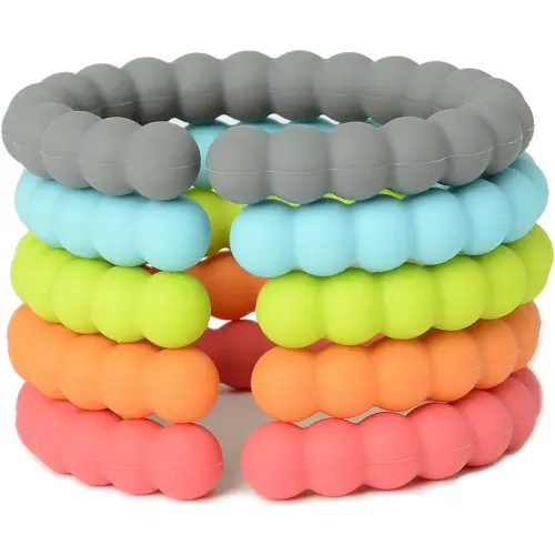 Chewbeads - Silicone Baby Links, Multi Use Baby Toy Rings - multicolor