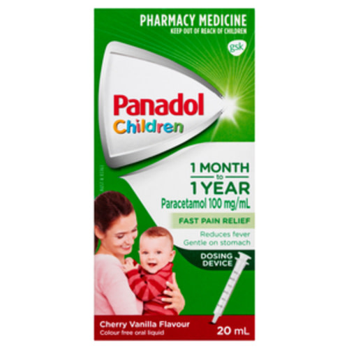 Panadol Children 1 Month to 1 Year Cherry Vanilla Flavour 20mL