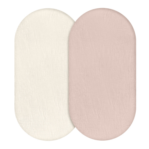 Gllquen Baby Bassinet Sheets 100% Muslin Cotton for Newborn Infants Baby Boys and Girls 2 Pack Set 32"X16", Rose