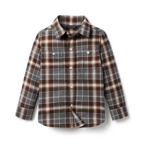 Boy Charcoal Heather Plaid Plaid Flannel Shirt by Janie and Jack