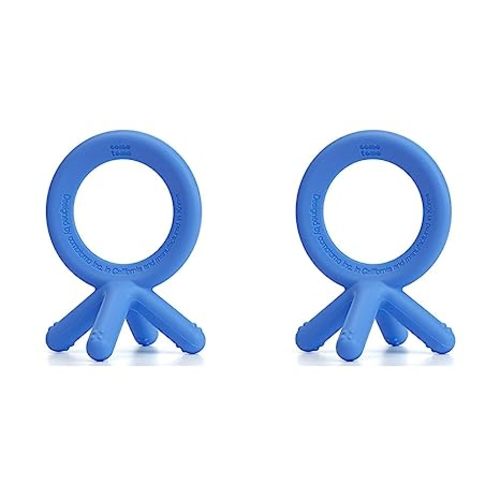 Comotomo Silicone Baby Teether, Blue, 1.75x1.75x3 Inch (Pack of 2)
