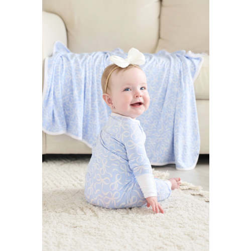 Blue-tiful Bows Convertible Zip Romper | Caden Lane