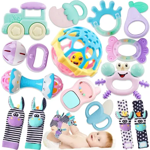 Baby Rattles 0-6 Months: Rattles for Babies 0-6 Months Baby Rattles Toys 0-3-6-12 Months Infant Rattle Toys for Babies 0-6 Months Teething - Newborn Baby Boy Girl Rattles Set Wrist Socks