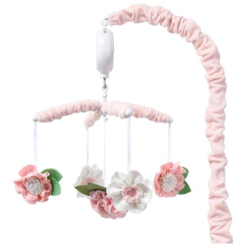 The Peanutshell Crib Mobile for Girls - Pink Musical Baby Crib Mobile with 12 Lullabies, Flower Baby Mobile Crib Pink Floral Nursery Decor