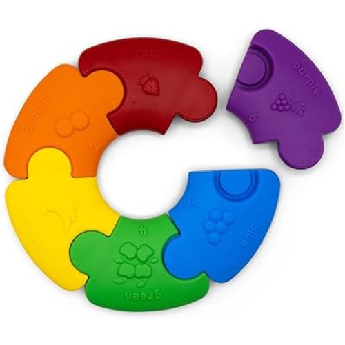Color Wheel Interlocking Puzzle for Babies, Multifunctional Teether Toy, Silicone Chew