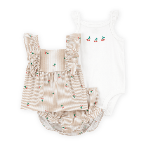Baby 3-Piece Striped Cherry Print  Outfit Set - White/Pink - Carter's | Carter's
