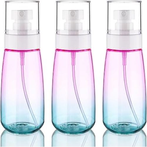 Cosywell Fine Mist Spray Bottles TSA Approved 3.4oz 100ml 3 Pack Leak Proof Travel Spray Bottle Empty Small Spray Bottles for Perfume Essential Oils Toners Rose Water Cosmetics (3Gradient Pink Blue)