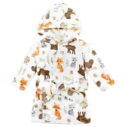 Hudson Baby Plush Animal Face Bathrobe, Woodland, 0-9 Months