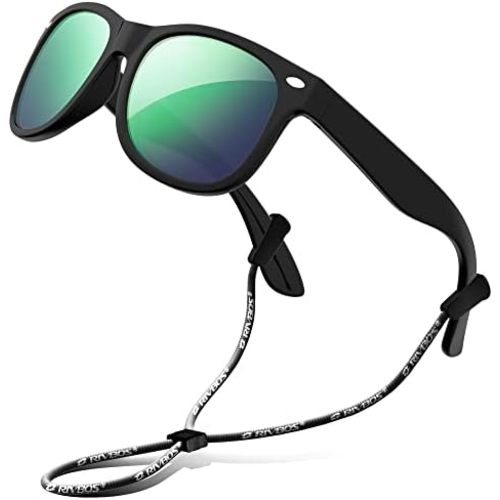 RIVBOS Kids Sunglasses Polarized UV Protection Flexible Rubber Glasses Shades with Strap for Boys Girls RBK004