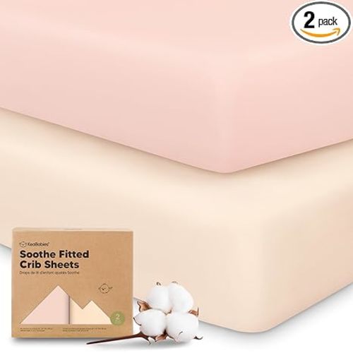 KeaBabies 2-Pack Organic Crib Sheets for Boys, Girls - 52x28 Fitted Crib Mattress Sheet Neutral, Breathable Jersey Cotton Cover for Baby Bed, Toddler Mattress, Soft & Cute Prints (Cameo)