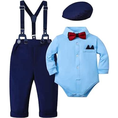 Amazon.com: HOSUKKO Baby Boy Gentleman Outfit, Suspender Outfits for Boys (0-10 Years): Clothing, Shoes & Jewelry