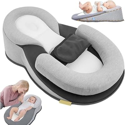 Rest Nest Bed Acid Reflux with Strap, Tummy Time Pillow for Comfortable Play & Feeding Support