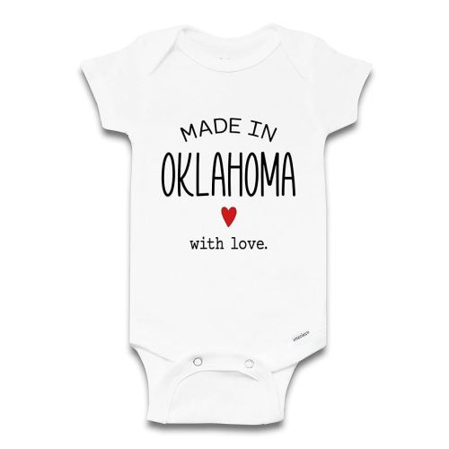 Made In Oklahoma Onesie®, Oklahoma Pregnancy Announcement, Oklahoma Baby Bodysuit, Size 0-3 Months