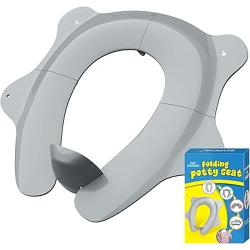 SKYROKU Foldable Travel Potty Seat for Toddlers and Kids - Anti-Slip Potty Training Seat with Handles, Splash Guard, DIY Stickers, Storage Bag - Fits Most Toilets, Portable & Easy to Clean