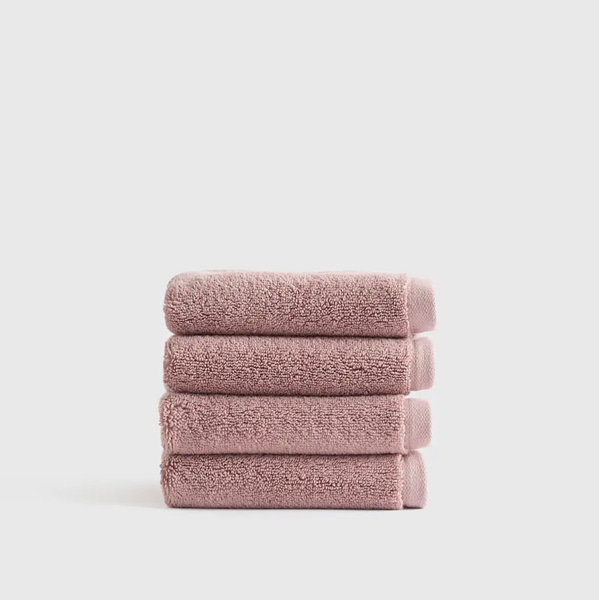 Plush Organic Turkish Cotton Washcloth (Set of 4) in Dusty Mauve