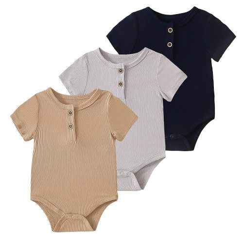 ROMPERINBOX Bamboo Onsies Baby Boy Short Sleeve 3 Pack Baby Bodysuit for Newborn Infant 0-24 Months, Viscose from Bamboo