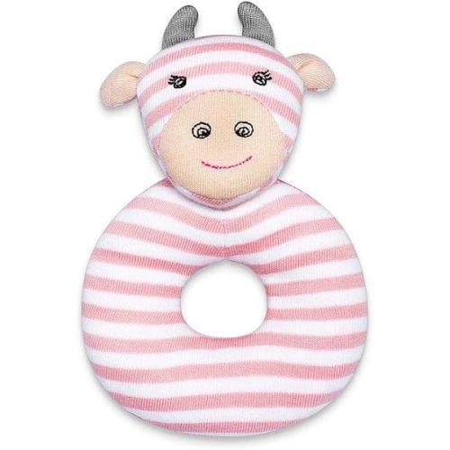 Organic Farm Buddies by Apple Park Rattle | Non-Toxic, Hypoallergenic, 100% Organic Cotton for 0m+ | Teething Rattle for Newborns and Infants