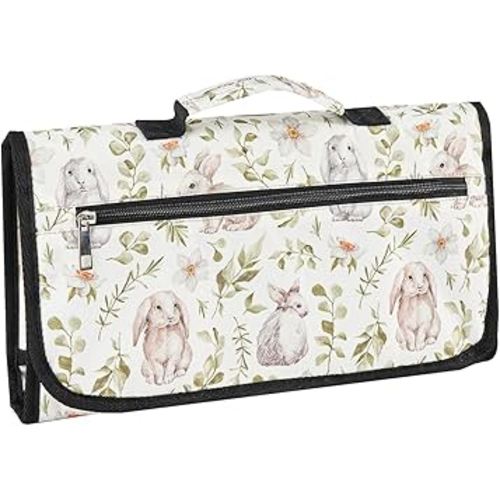 Baby Changing Mat Waterproof Nappy Changing Mat Portable Travel Change Mat with Wipes Pocket for Travel Outside (White)