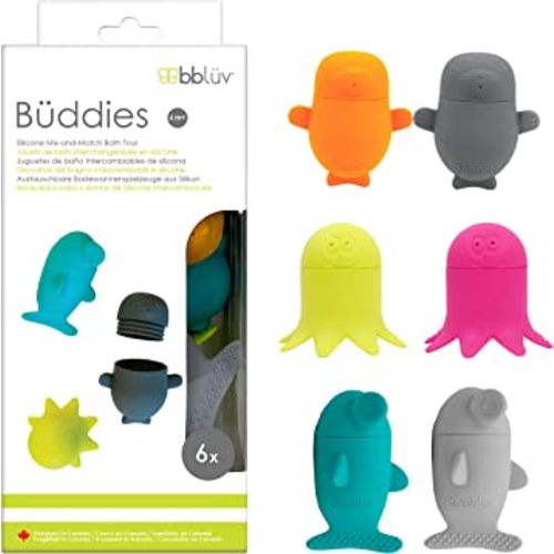 bblüv - Büddies - Baby Bath Toys, Floating Squirt Water Ocean Animals for Infant & Toddlers, Silicone Bath Tub Toys with Interchangeable Parts for Kids Up to 6 Months+ BPA Free, Easy to Clean