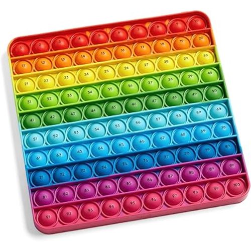 hand2mind Hundred Board Sensory Bubble Popper, Pop Fidget Toys for Kids, Multiplication Board, Math Manipulatives Kindergarten, Fine Motor Toys, Fidgets for Classroom, Calm Down Corner Supplies