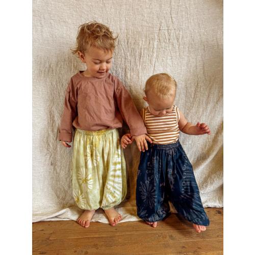 Kids Hippie Boho Pants, Cloth Diaper Friendly Flow Pant, Baggy Elastic Waist Cozy Harem Pants for Newborn Baby Toddler Kid Youth, Boho Baby