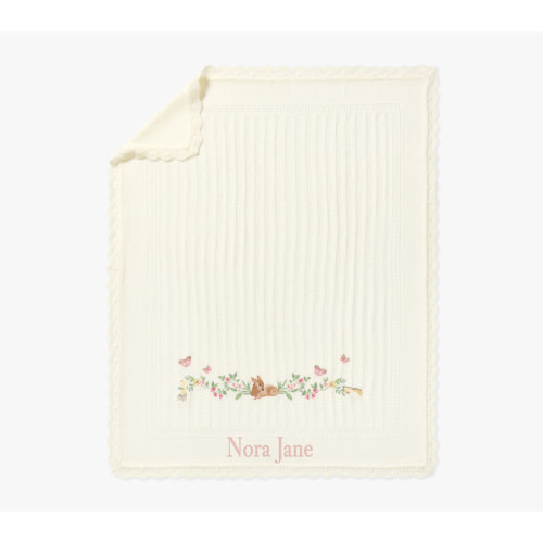Aerin Fawn Emrboidered Pointelle Baby Blanket