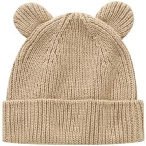 Hadetoto Cotton Baby Beanie Winter Knitted Hat with Bear Ear for Infant Toddler Boys Girls Soft Warm Skull Cap