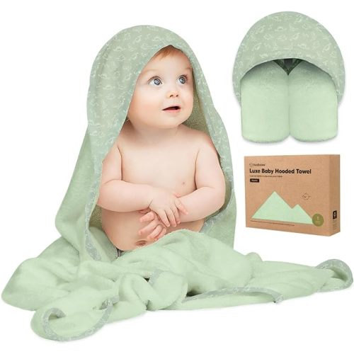 KeaBabies Baby Hooded Towel - Viscose from Bamboo Baby Towel, Toddler Bath Towel, Infant Towels, Large Hooded Towel, Organic Baby Towels with Hood for Girls, Babies, Newborn Boys, Toddlers (Dinos) - Regular