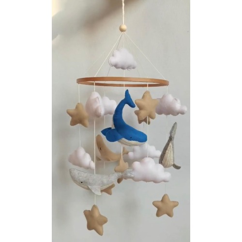 Nautical baby mobile whale Gender Neutral Baby Mobile whales stars baby boy baby girl