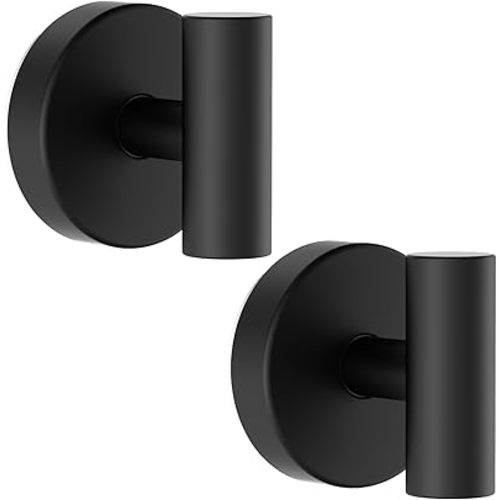 Suction Cup Hooks, Removable Shower Hooks for Inside Shower – Towel Hooks for Bathroom Window Glass Mirror Tile, Bath Robe Looafh Hook for Hanging – Waterproof & Rustproof, Black (2 Pack)