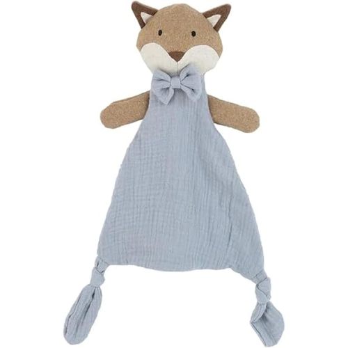 MON AMI Fox Security Blankie for Babies 14”, Cotton Lovey Blanket with Soft Stuffed Animal, Knotted Security Blanket for Newborns