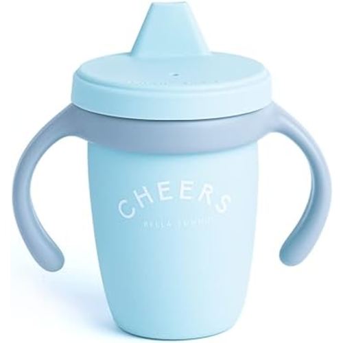 Sippy Cup by Bella Tunno, Silicone Training Cup with Transition Handles for Infants, Toddlers & Kids, Babies 6-12 Months & Toddlers 1-3 Years, Boys & Girls, Cheers, 8 oz
