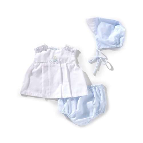 Petit Ami Baby Girls Newborn-6 Months Sleeveless Sailboat-Embroidered Tunic Top & Matching Panty Set
