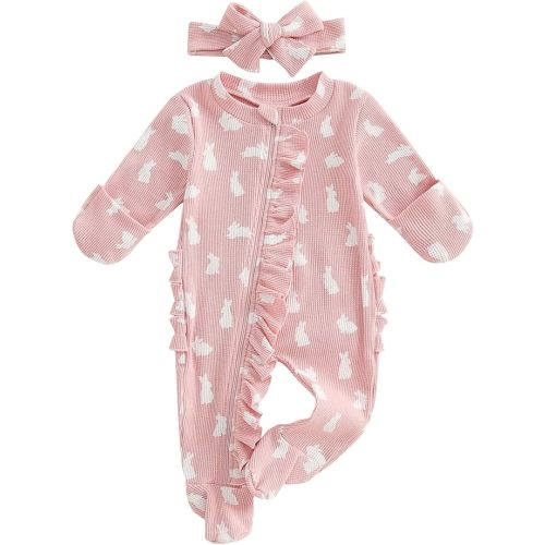 CIYCUIT Baby Girls Cactus Footies Newborn Zip Up Onesie Romper