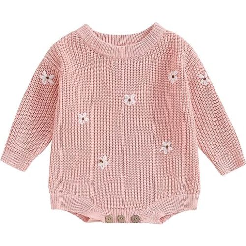 FYBITBO Baby Girl Boy Sweater Knit Oversized Pullover Sweatshirt Romper Onesie Warm Fall Winter Clothes Outfit Newborn