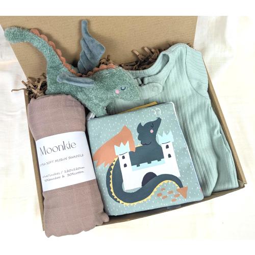 Dragon Baby Gift Set, Plush Toy, Book, Swaddle Blanket