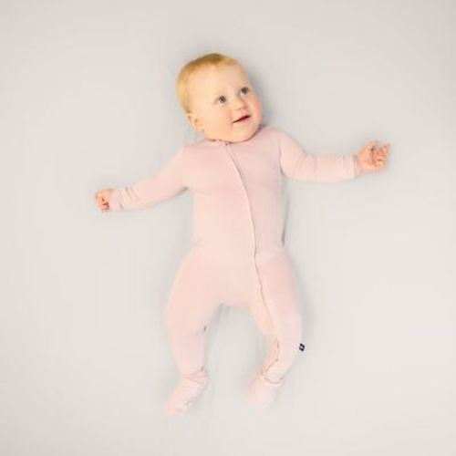 Larkspur Baby Zip Footie In Rose - Newborn
