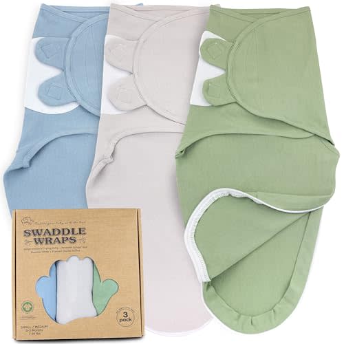 Bublo Baby Swaddle Sleep Sack with Zipper - Swaddles for Newborns - 3 Pack Organic Baby Swaddles for 0-3 Months - Infant Sleeping Swaddle Sack – Adjustable Swaddle Blanket Wrap Boy Girl