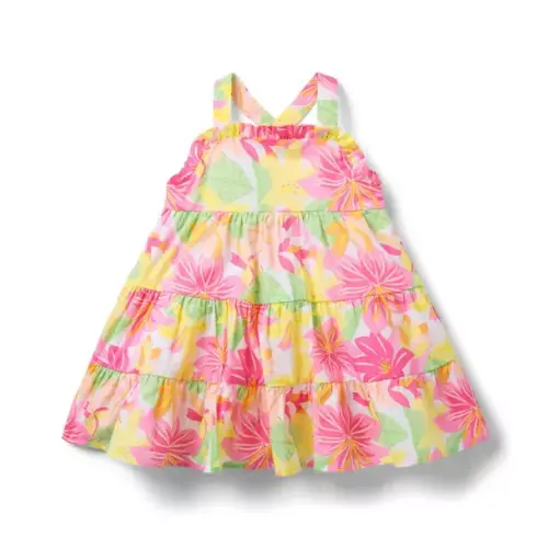 Baby Pink Dahlia Floral Baby Floral Tiered Dress by Janie and Jack