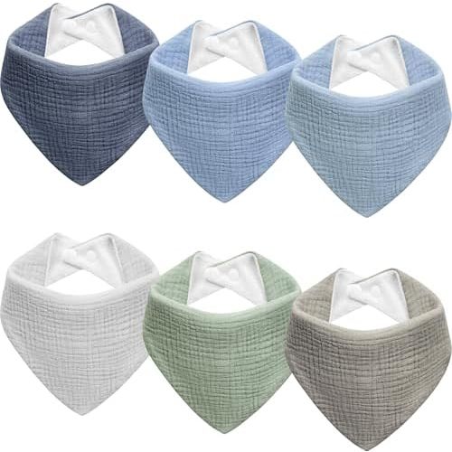 Muslin Baby Bibs 6-Pack Baby Drool Bandana Bibs for Baby Girls Boys Infant Newborn Toddler Drooling and Teething