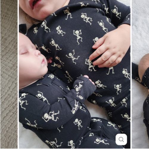 Organic 2-Way Zipper Footie in Dancing Skeletons – L'ovedbaby