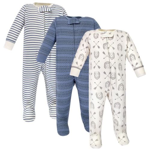 Yoga Sprout Baby Cottton Zipper Sleep And Play 3pk, Hedgehog, 0-3 Months