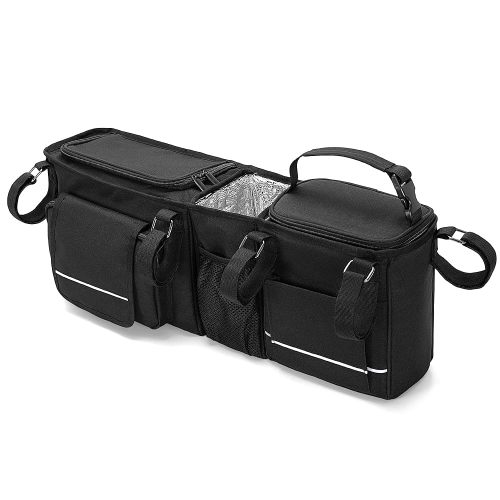 Double Stroller Organizer Compatible with BOB Duallie & Compatible with Baby Jogger City Mini GT2 Stroller, Double Stroller Parent Console with Detachable Cooler & Cup Holder, Patent Pending