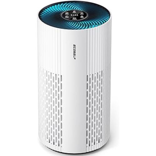Air Purifiers for Home Large Room Cover Up to 1500 Ft², with 20dB Sleep Mode, 360° Air Intake & Outlet, HEPA Air Purifier for Bedroom Pets, Air Cleaner with 7 Color Light, HAP604, White